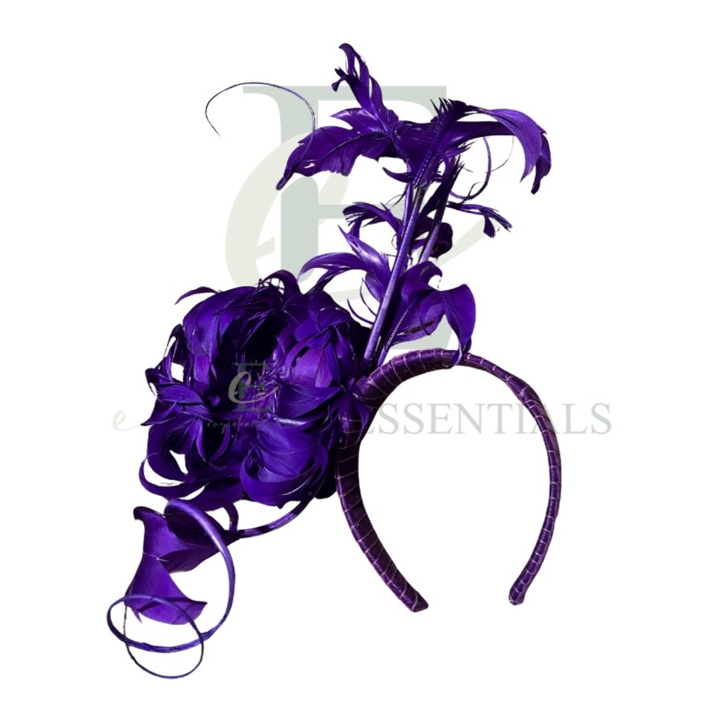 Royal Purple Peony FeatherFascinator Headband